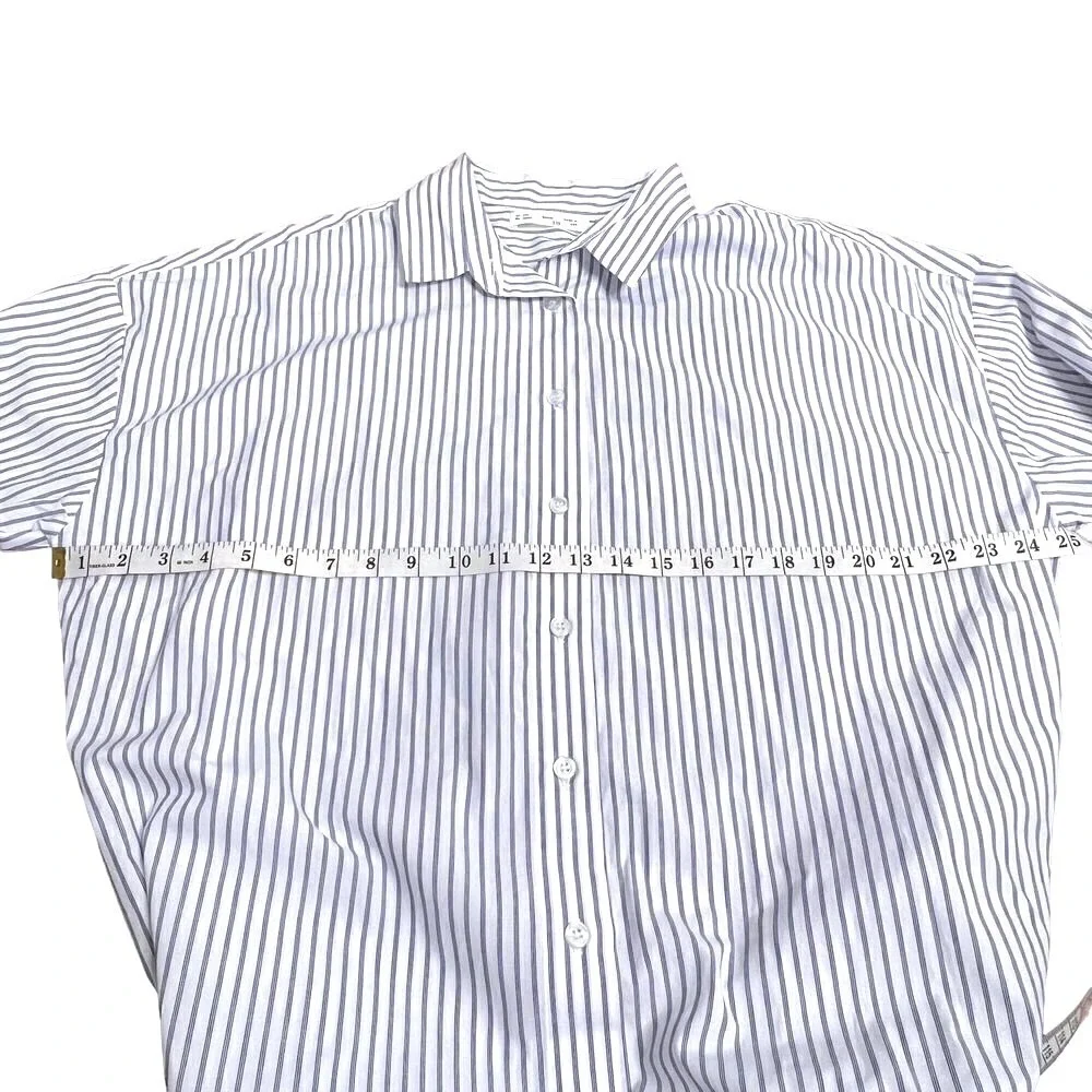Mohawk General Store SMOCK Japan Stripe Shirt Dress 2 Blue White Button‎ Front